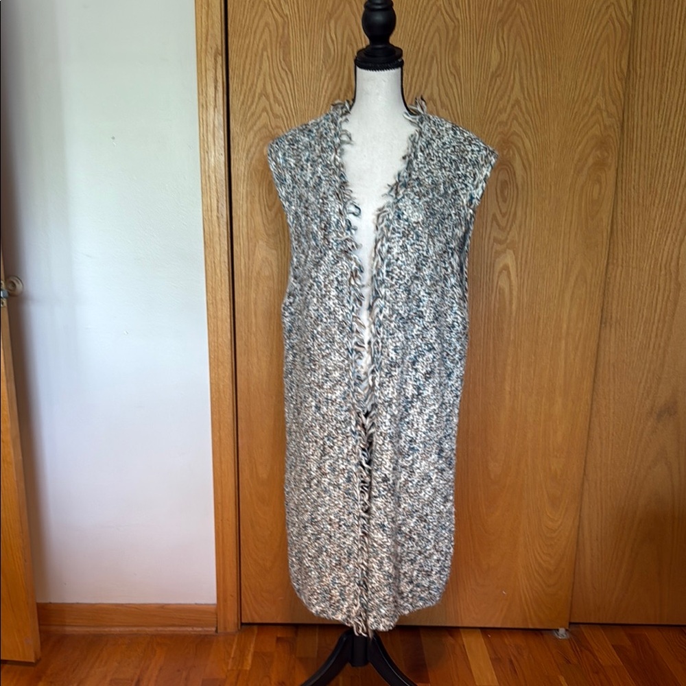 Chico's Blue, Brown and White Textured Vest